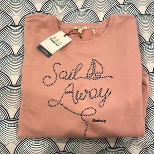 Barbour Padstow Overlayer sweatshirt in Blusher. NWT.